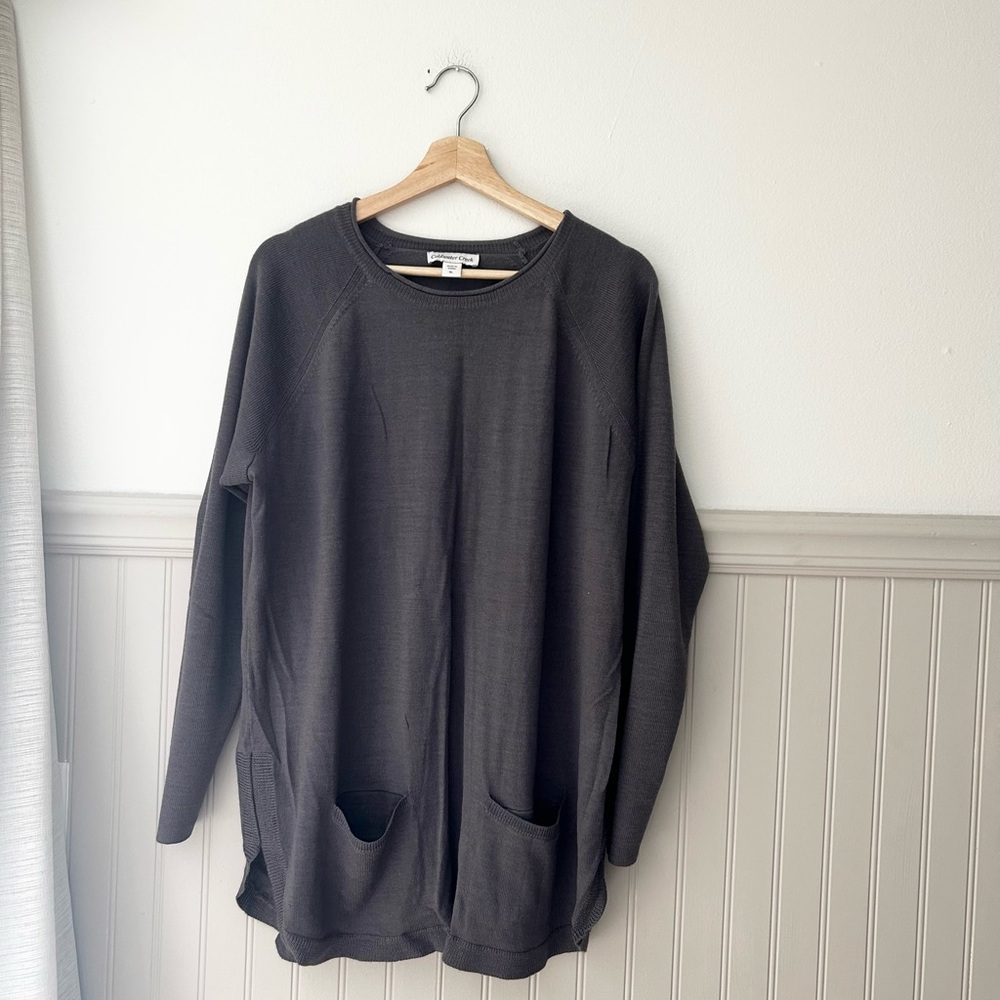 Coldwater Creek XL Wool Blend Crewneck Sweater Tunic with Pockets